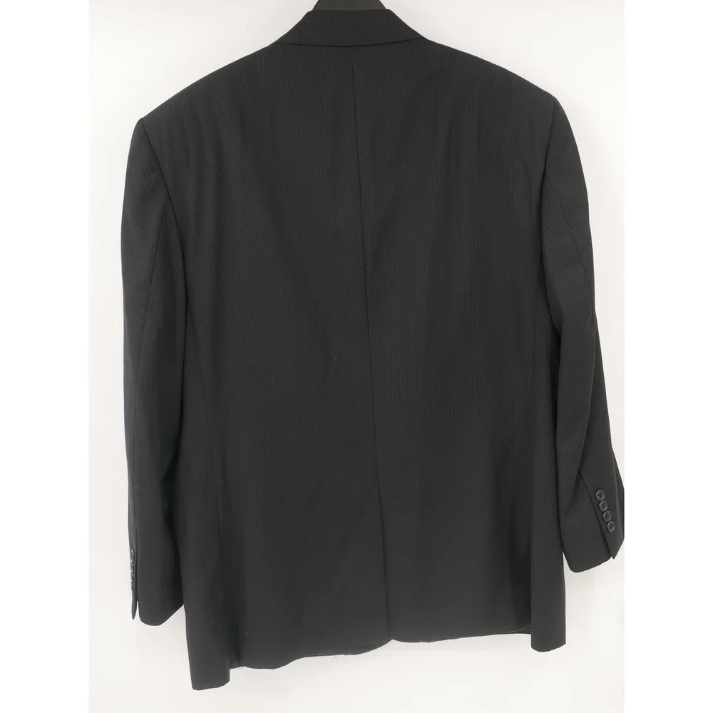 Jos A Bank Suit Black with Dark Navy Pinstripe Wool 2 Piece 44S 39x28